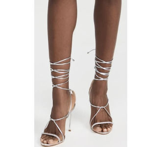 Revolve wrap around silver Shutz sandal heel.
